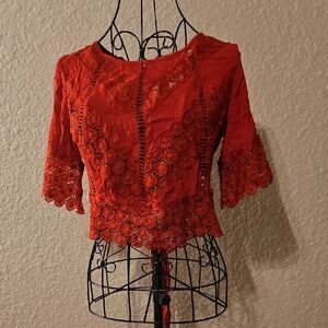 Self Esteem Red Lace Blouse